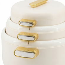 Heat-Retaining Cream Insulated Casserole Set - Gold Handle 3-Piece Collection 1/2/3.5L