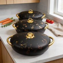 Premium Dining Insulated Casserole Set - 3 PCS Black & Gold with Magnetic-Lock (2.0L, 2.5L, 3.0L)