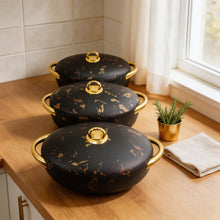 Premium Dining Insulated Casserole Set - 3 PCS Black & Gold with Magnetic-Lock (2.0L, 2.5L, 3.0L)