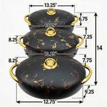 Premium Dining Insulated Casserole Set - 3 PCS Black & Gold with Magnetic-Lock (2.0L, 2.5L, 3.0L)