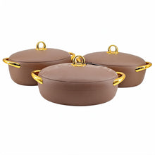Premium Dining Insulated Casserole Set - 3 PCS Brown & Gold with Magnetic-Lock (2.0L, 2.5L, 3.0L)