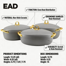 Premium Dining Insulated Casserole Set - 3 PCS Gray & Gold with Magnetic-Lock (2.0L, 2.5L, 3.0L)