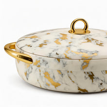 Premium Dining Insulated Casserole Set - 3 PCS Marble White & Gold with Magnetic-Lock (2.0L, 2.5L, 3.0L)