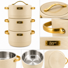 Modern Beige Insulated Casserole Set for Hot Food - 3-Piece Set 1.5L / 2L / 2.5L