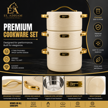 Modern Beige Insulated Casserole Set for Hot Food - 3-Piece Set 1.5L / 2L / 2.5L