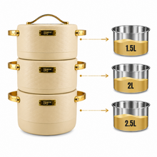Modern Beige Insulated Casserole Set for Hot Food - 3-Piece Set 1.5L / 2L / 2.5L