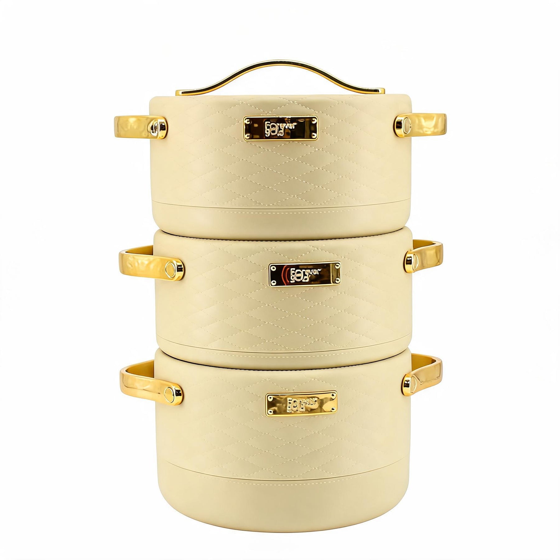 Modern Beige Insulated Casserole Set for Hot Food - 3-Piece Set 1.5L / 2L / 2.5L