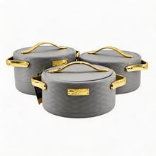 Modern Dark Gray Insulated Casserole Set for Hot Food - 3-Piece Set 1.5L / 2L / 2.5L