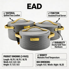 Modern Dark Gray Insulated Casserole Set for Hot Food - 3-Piece Set 1.5L / 2L / 2.5L