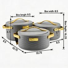 Modern Dark Gray Insulated Casserole Set for Hot Food - 3-Piece Set 1.5L / 2L / 2.5L