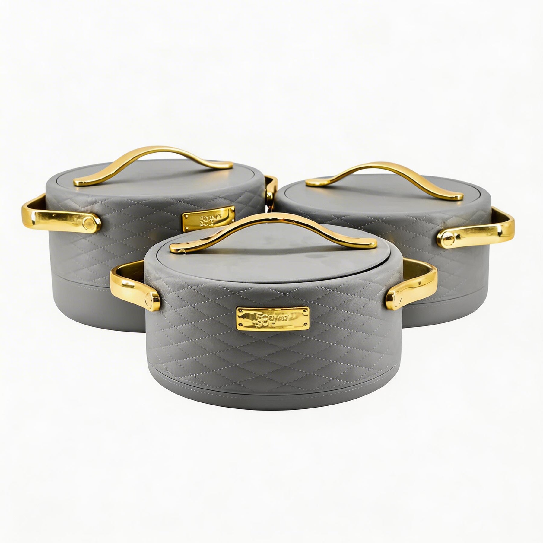 Modern Dark Gray Insulated Casserole Set for Hot Food - 3-Piece Set 1.5L / 2L / 2.5L