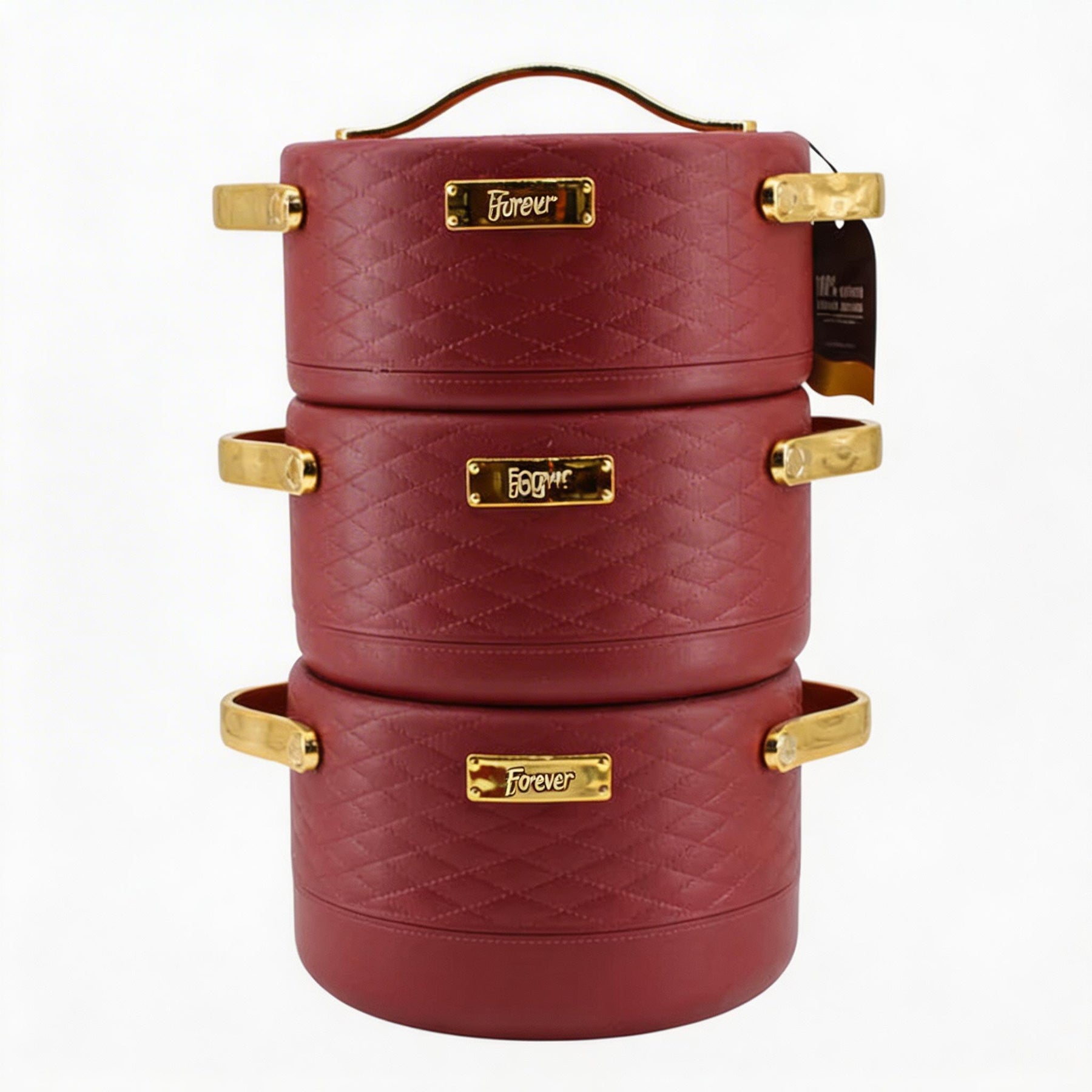 Modern Maroon Insulated Casserole Set for Hot Food - 3-Piece Set 1.5L / 2L / 2.5L