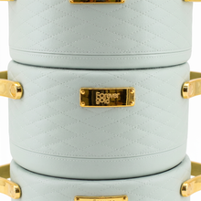 Stylish 3 Pcs Insulated Casserole Pot Set - Sage Color, Gold Accents, 1.5L 2L 2.5L