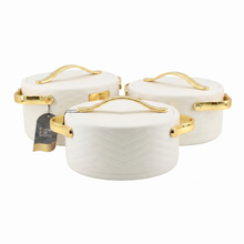 Modern White Insulated Casserole Set for Hot Food - 3-Piece Set 1.5L / 2L / 2.5L