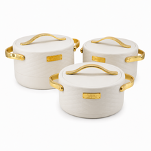Modern White Insulated Casserole Set for Hot Food - 3-Piece Set 1.5L / 2L / 2.5L