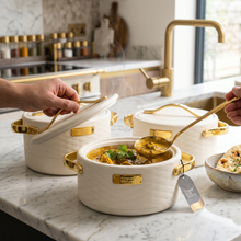 Modern White Insulated Casserole Set for Hot Food - 3-Piece Set 1.5L / 2L / 2.5L