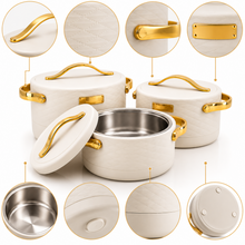 Modern White Insulated Casserole Set for Hot Food - 3-Piece Set 1.5L / 2L / 2.5L