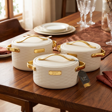 Modern White Insulated Casserole Set for Hot Food - 3-Piece Set 1.5L / 2L / 2.5L