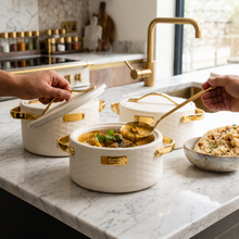 Modern White Insulated Casserole Set for Hot Food - 3-Piece Set 1.5L / 2L / 2.5L