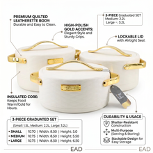 Modern White Insulated Casserole Set for Hot Food - 3-Piece Set 1.5L / 2L / 2.5L