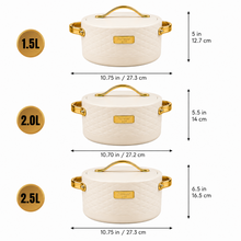 Modern White Insulated Casserole Set for Hot Food - 3-Piece Set 1.5L / 2L / 2.5L
