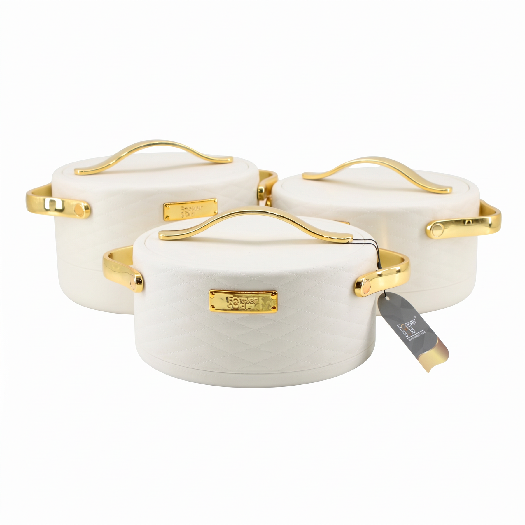 Modern White Insulated Casserole Set for Hot Food - 3-Piece Set 1.5L / 2L / 2.5L