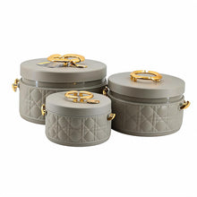 Modern Stylish Dark Gray & Gold Insulated Casserole Bowls - 3 PCS (1.0L / 2.5L / 4.0L)