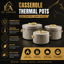 Modern Dark Gray & Gold Insulated Casserole Set – 3-Piece Hot Food Serving Set, 1.0L / 2.5L / 4.0L