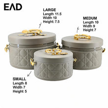 Modern Stylish Dark Gray & Gold Insulated Casserole Bowls - 3 PCS (1.0L / 2.5L / 4.0L)