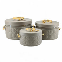 Modern Stylish Dark Gray & Gold Insulated Casserole Bowls - 3 PCS (1.0L / 2.5L / 4.0L)