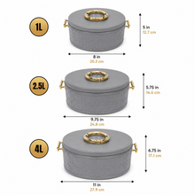 Modern Stylish Light Gray & Gold Insulated Casserole Bowls - 3 PCS (1.0L / 2.5L / 4.0L)