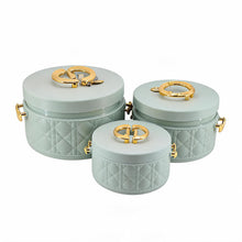 Modern Stylish Mint Green & Gold Insulated Casserole Bowls - 3 PCS (1.0L / 2.5L / 4.0L)