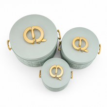 Modern Stylish Mint Green & Gold Insulated Casserole Bowls - 3 PCS (1.0L / 2.5L / 4.0L)