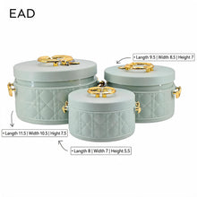 Modern Stylish Mint Green & Gold Insulated Casserole Bowls - 3 PCS (1.0L / 2.5L / 4.0L)