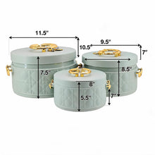 Modern Stylish Mint Green & Gold Insulated Casserole Bowls - 3 PCS (1.0L / 2.5L / 4.0L)
