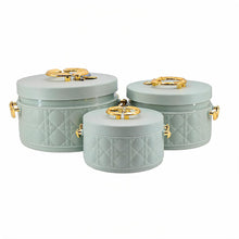 Modern Stylish Mint Green & Gold Insulated Casserole Bowls - 3 PCS (1.0L / 2.5L / 4.0L)