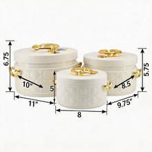 Modern Stylish White & Gold Insulated Casserole Bowls - 3 PCS (1.0L / 2.5L / 4.0L)