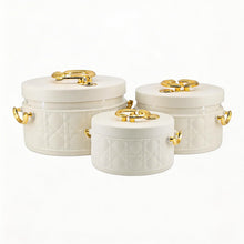 Modern Stylish White & Gold Insulated Casserole Bowls - 3 PCS (1.0L / 2.5L / 4.0L)