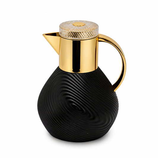 Luxury Black Insulated Thermal Coffee Carafe with Gold-Tone Accents