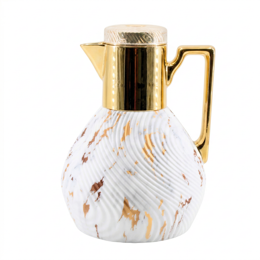 Luxury Insulated Thermal Coffee Carafe - White Marble