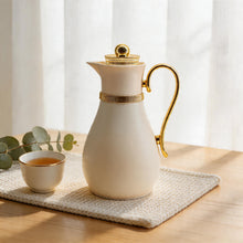 Luxury Insulated Arabic Coffee Carafe - White-Gold Finish