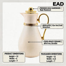 Luxury Insulated Arabic Coffee Carafe - White-Gold Finish