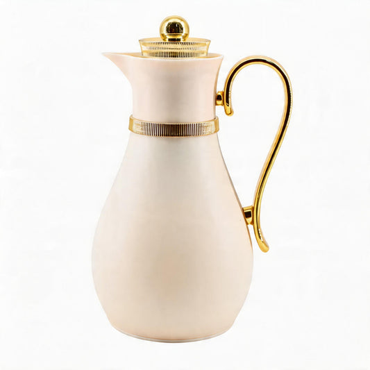 Luxury Insulated Arabic Coffee Carafe - White-Gold Finish