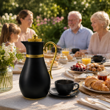 Luxury Insulated Arabic Coffee Carafe - Black-Gold Finish