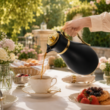 Luxury Insulated Arabic Coffee Carafe - Black-Gold Finish