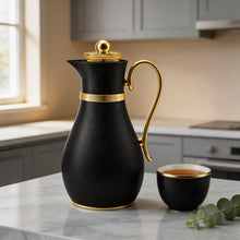 Luxury Insulated Arabic Coffee Carafe - Black-Gold Finish