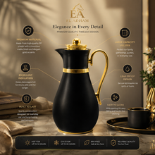 Luxury Insulated Arabic Coffee Carafe - Black-Gold Finish