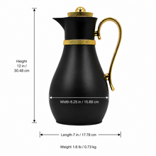Luxury Insulated Arabic Coffee Carafe - Black-Gold Finish