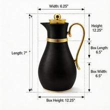 Luxury Insulated Arabic Coffee Carafe - Black-Gold Finish