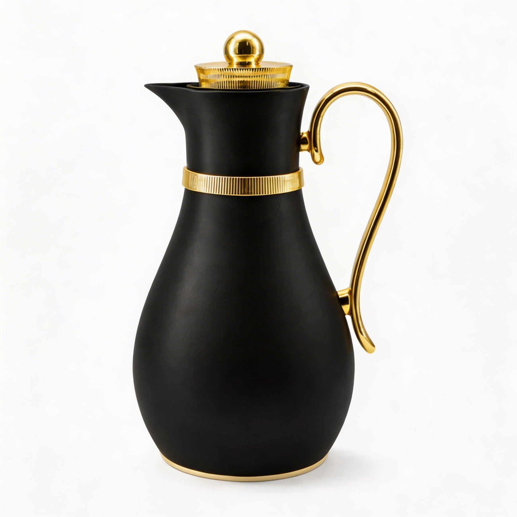 Luxury Insulated Arabic Coffee Carafe - Black-Gold Finish